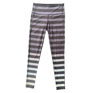 Athleta Athletic Performance Black and White Striped Ankle Leggings XS Yoga Gym